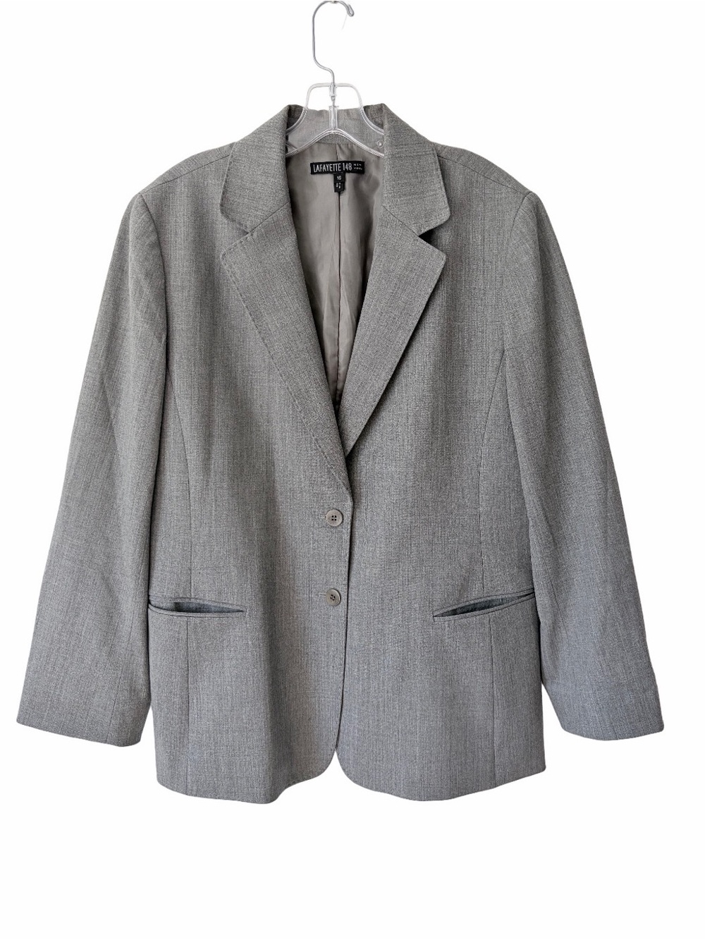 Lafayette New York 148 Gray Wool Blend Stretch Two Button Blazer size 16
